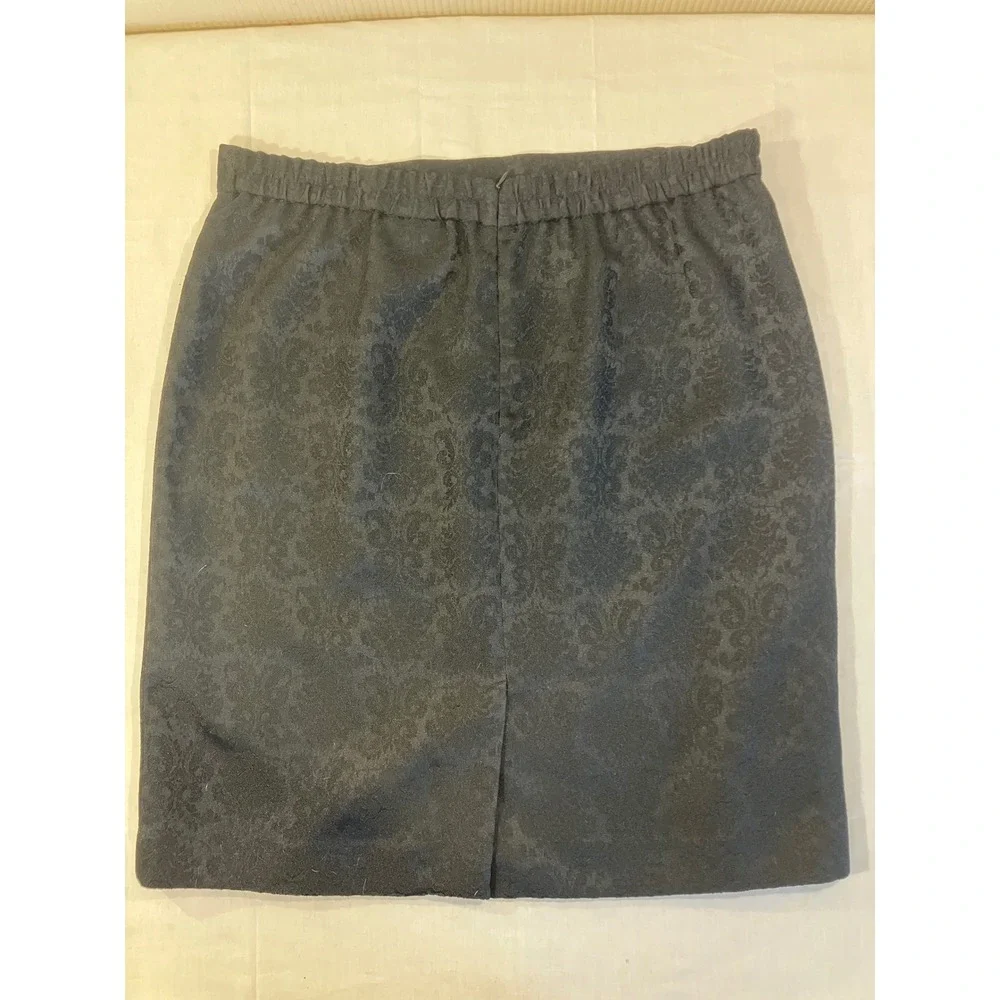 Amanda Smith Womens Black Damask Brocade 2 Piece Skirt Suit‎ Set Size 16 Blazer